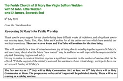 Churchwardens letter re openin